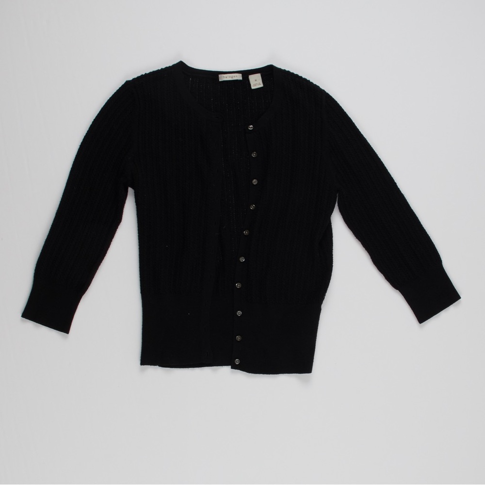 HALOGEN Medium Black Button Cardigan